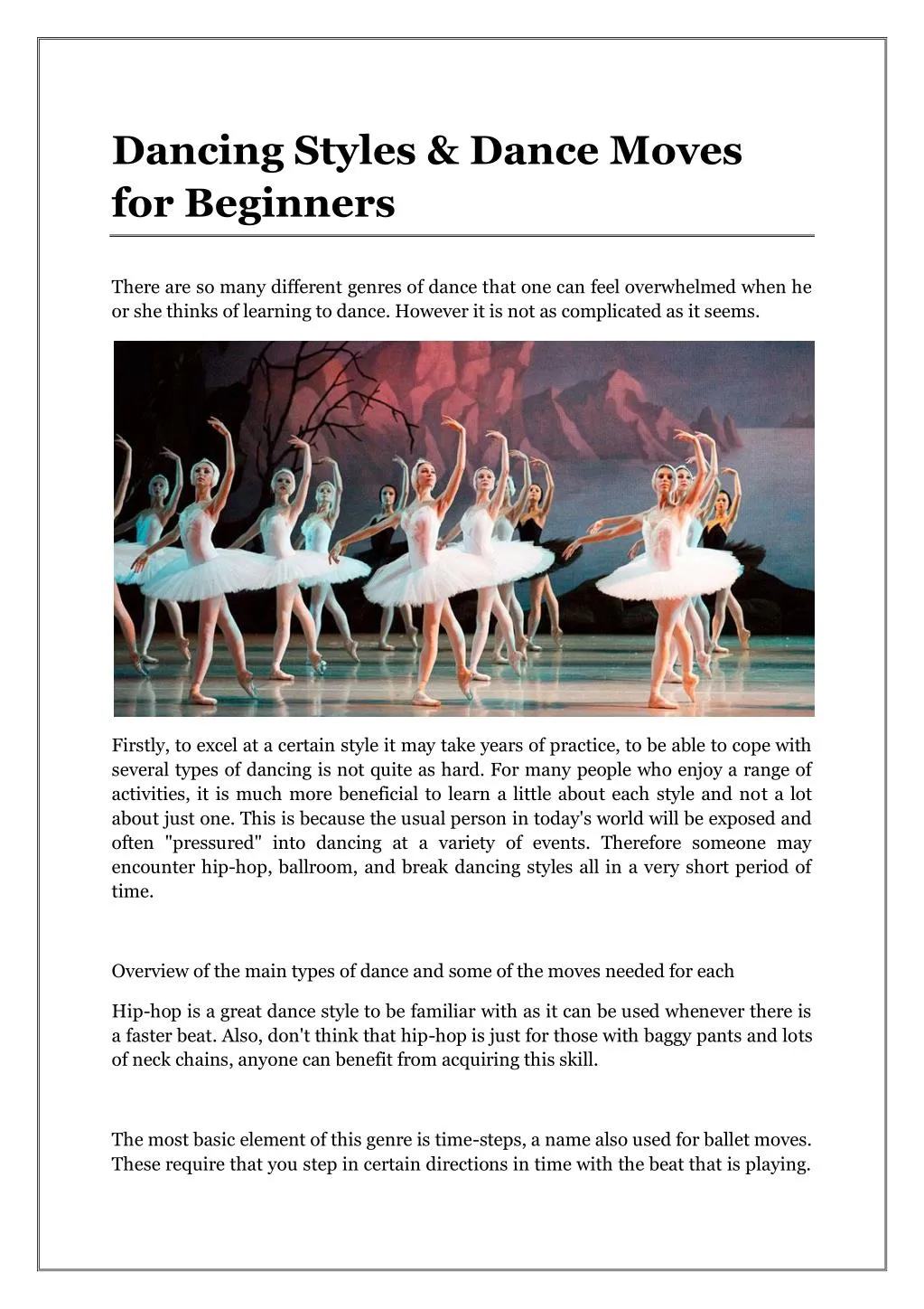 dancing styles dance moves for beginners