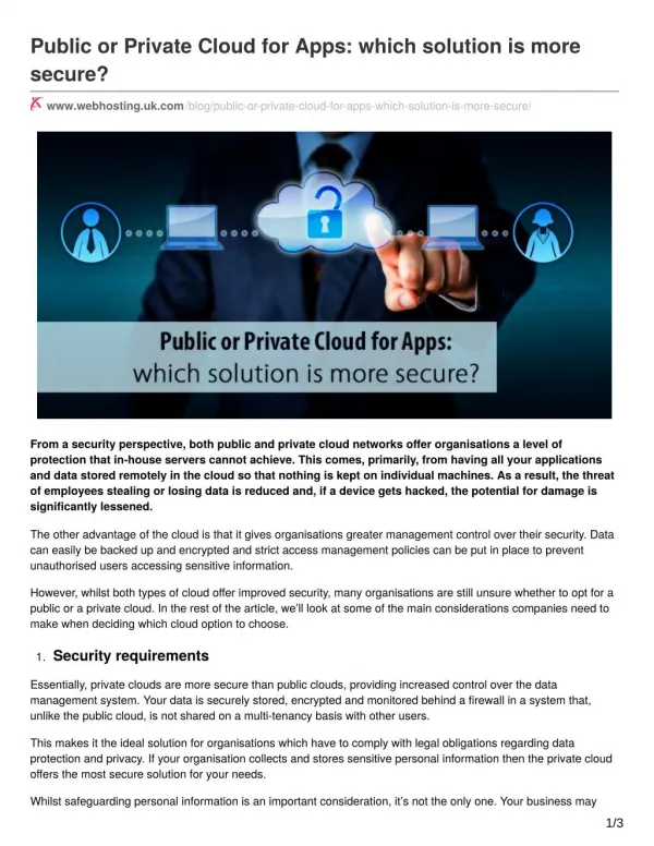 Public or Private Cloud for Apps: which solution is more secure?