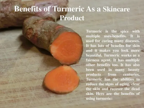 Benefits of Turmeric As a Skincare Product