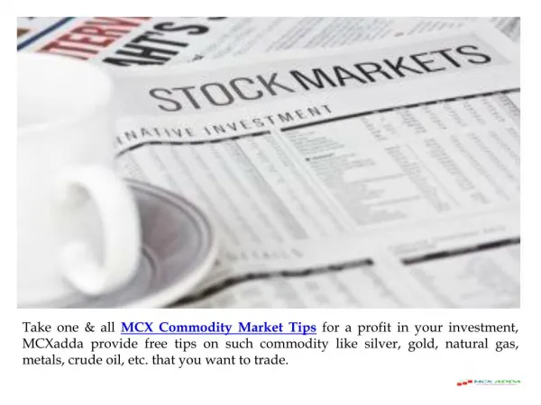 Beneficial MCX Commodity Market Tips at MCXadda
