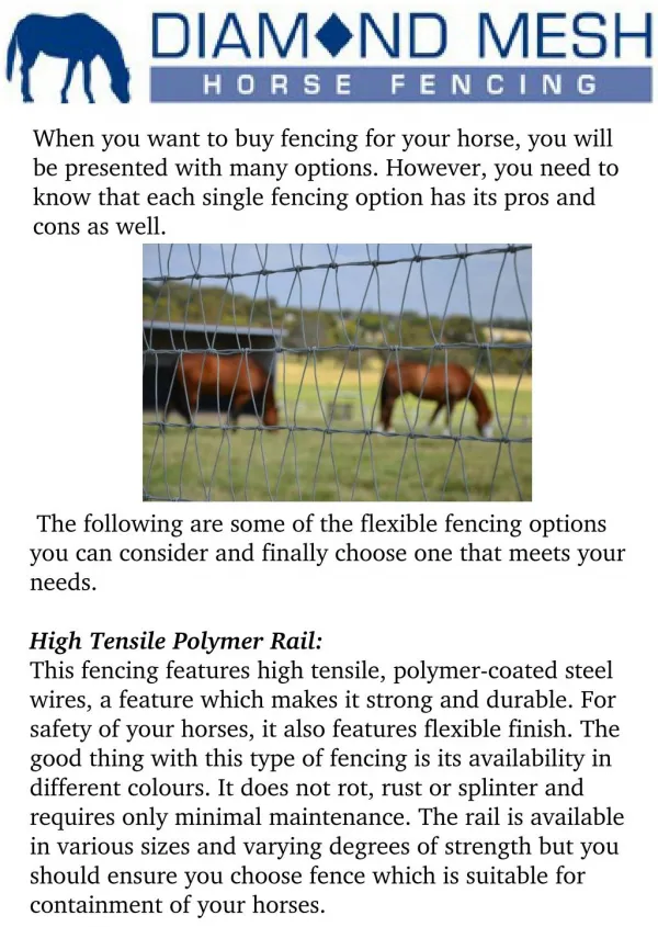 Flexible horse fencing Options You Need to Consider
