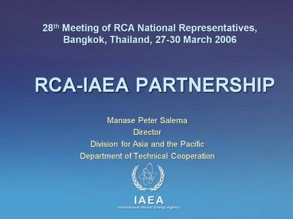 RCA-IAEA PARTNERSHIP