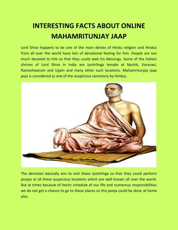 Mahamritunjay Jaap Puja Benefits - MyHawanPuja