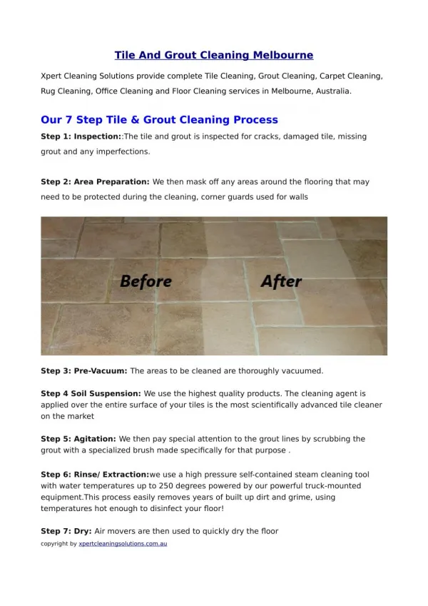 Tile and Grout Cleaning Melbourne