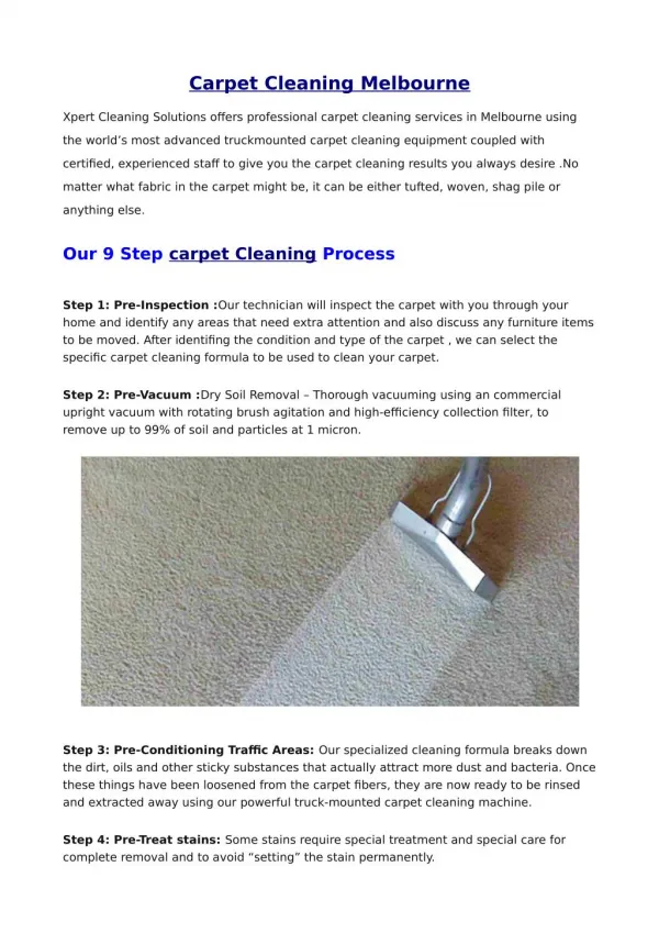 Carpet cleaning Melbourne