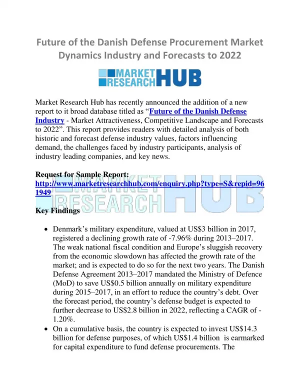 Future of the Danish Defense Procurement Market Dynamics Industry 2022