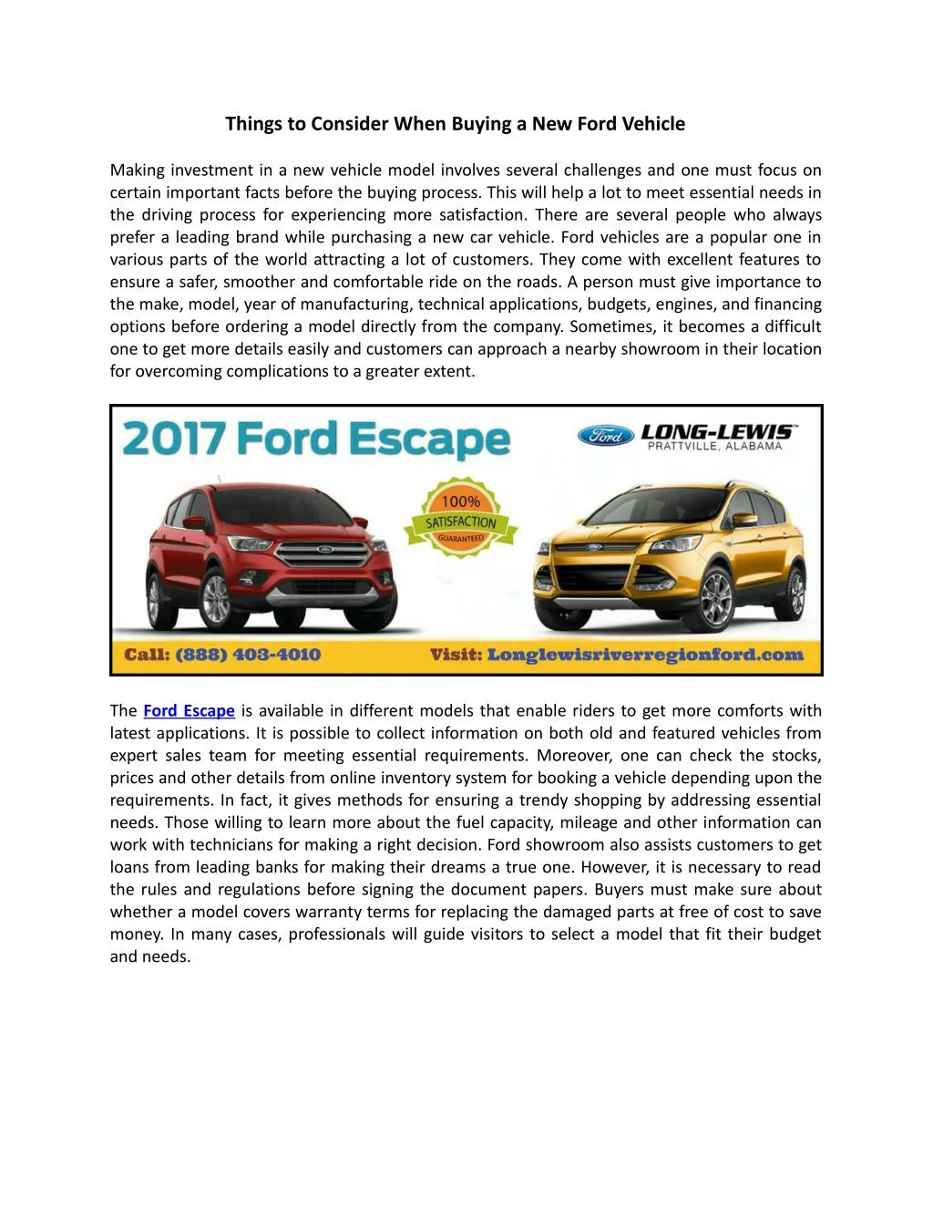things to consider when buying a new ford vehicle