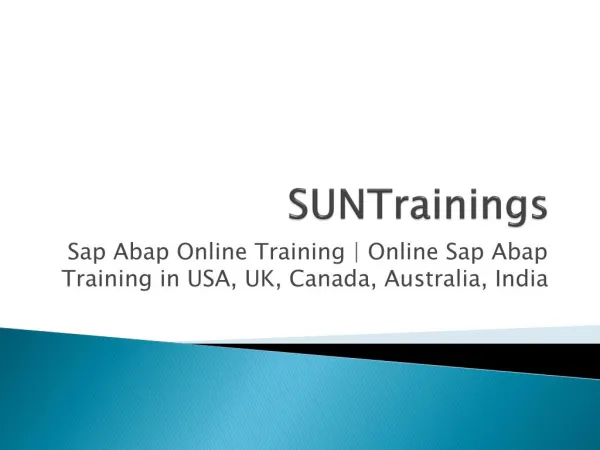 Sap Abap Online Training | Online Sap Abap Training in USA, UK, Canada, Australia, India