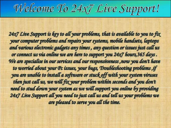 Hardware Support and Maintainence Services - 24x7live support