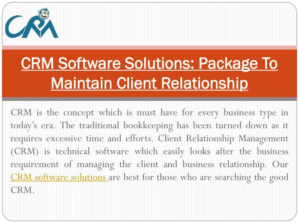 crm software solutions package to maintain client relationship