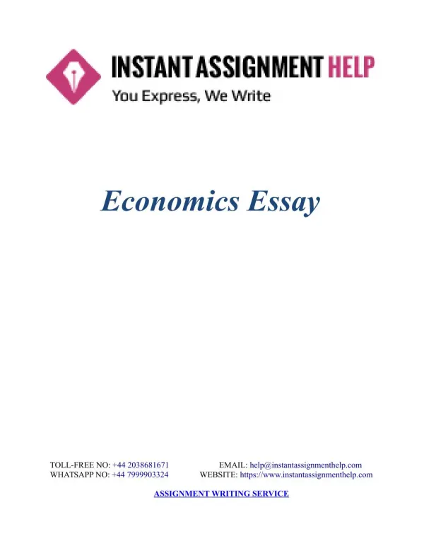 Instant Assignment Help - Sample Essay on Economics