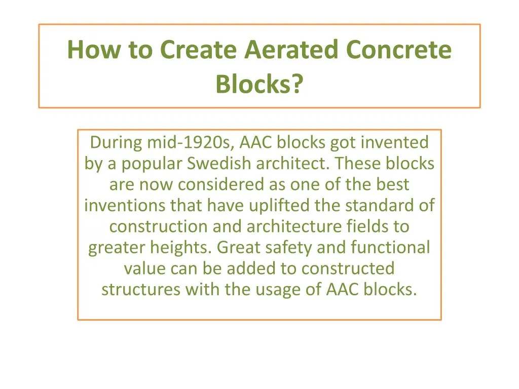 how to create aerated concrete blocks