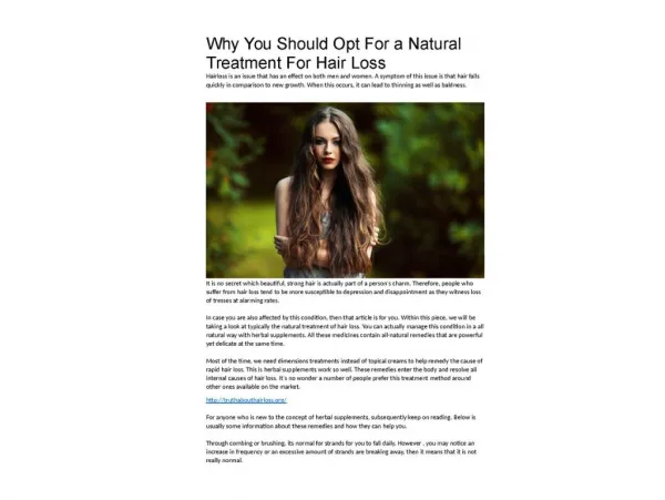 Why You Should Opt For a Natural Treatment