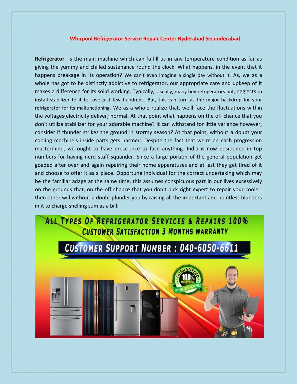 whirpool refrigerator service repair center