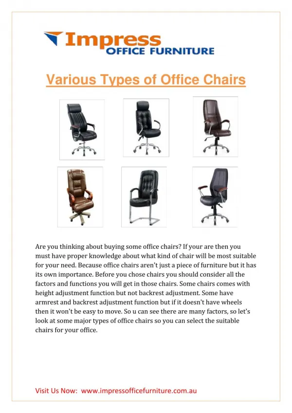 VARIOUS TYPES OF OFFICE CHAIRS
