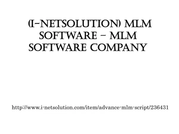 (i-Netsolution) MLM Software – MLM Software Company