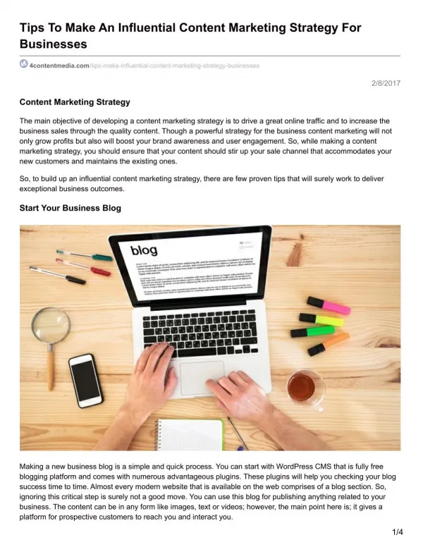 4contentmedia.com -Tips To Make An Influential Content Marketing Strategy For Businesses