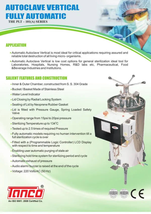 Full Automatic Vertical Autoclave for Sterilization by Tanco Autoclave