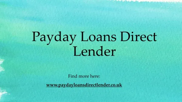 Payday Loans Direct Lender