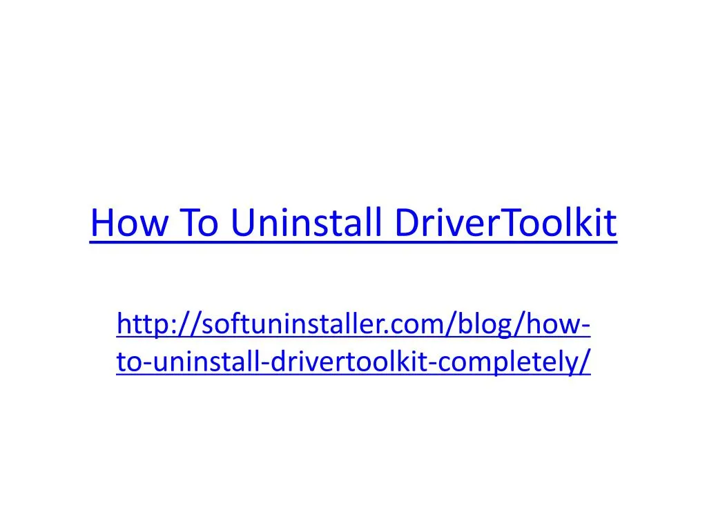 how to uninstall drivertoolkit