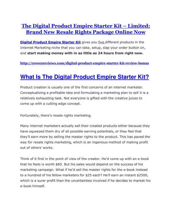 Digital Product Empire Starter Kit Review - MEGA $22,400 Bonus & 65% DISCOUNT