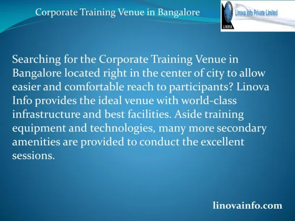 Corporate Training Venue in Bangalore