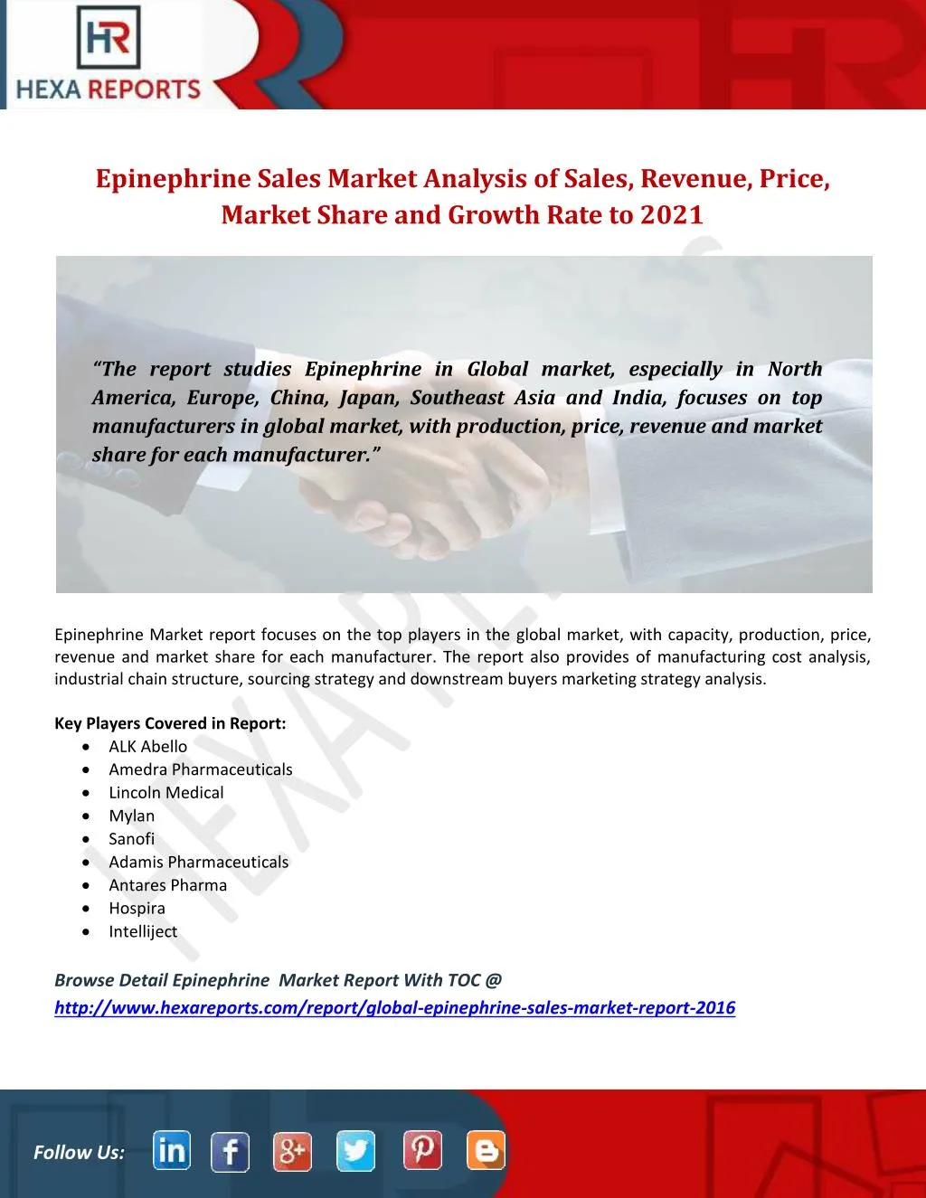 epinephrine sales market analysis of sales