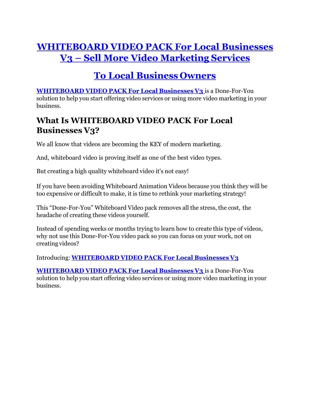 whiteboard video pack for local businesses