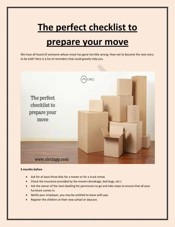 The perfect checklist to prepare your move