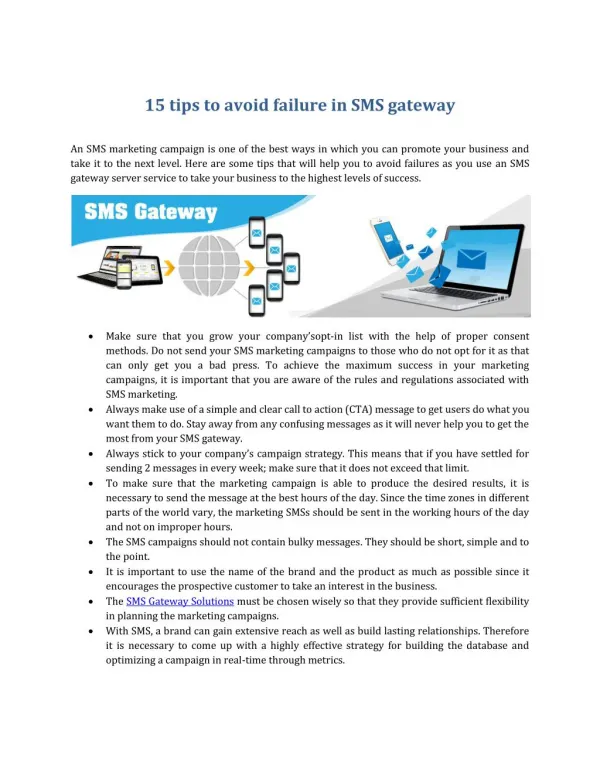 15 tips to avoid failure in SMS gateway