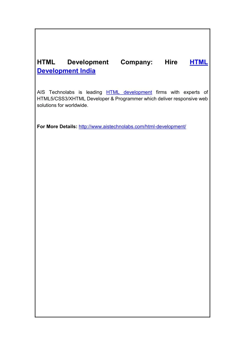 html development india