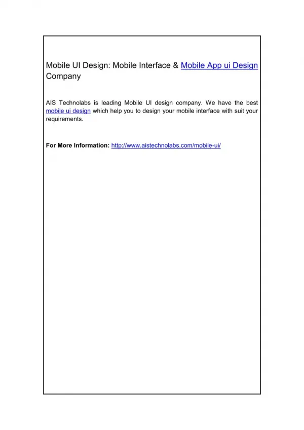 Mobile UI Design: Mobile Interface & Mobile App ui Design Company