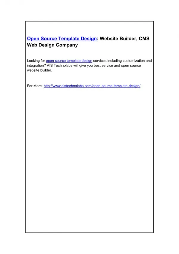 Open Source Template Design: Website Builder, CMS Web Design Company