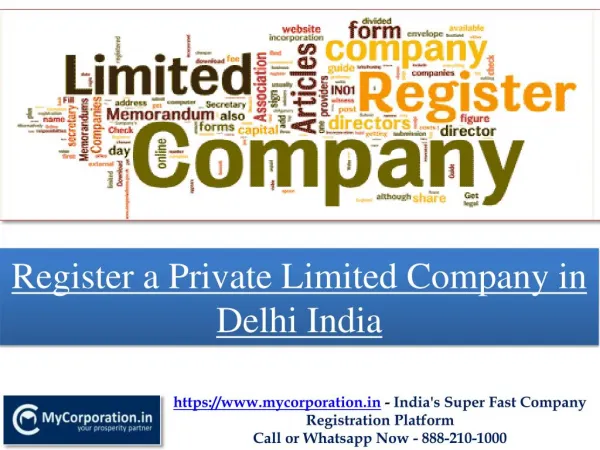 Register a Private Limited Company in Delhi India