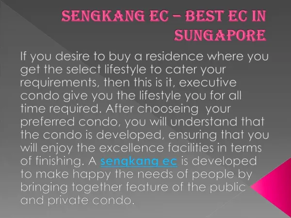 sengkang ec – Best EC in Sungapore
