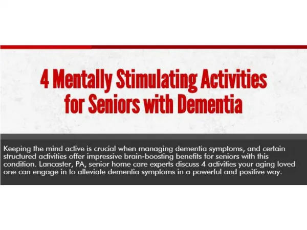 4 Mentally Stimulating Activities for Seniors with Dementia