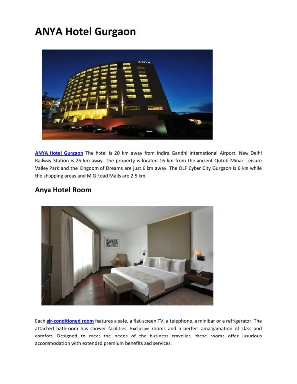 ANYA Hotel Gurgaon