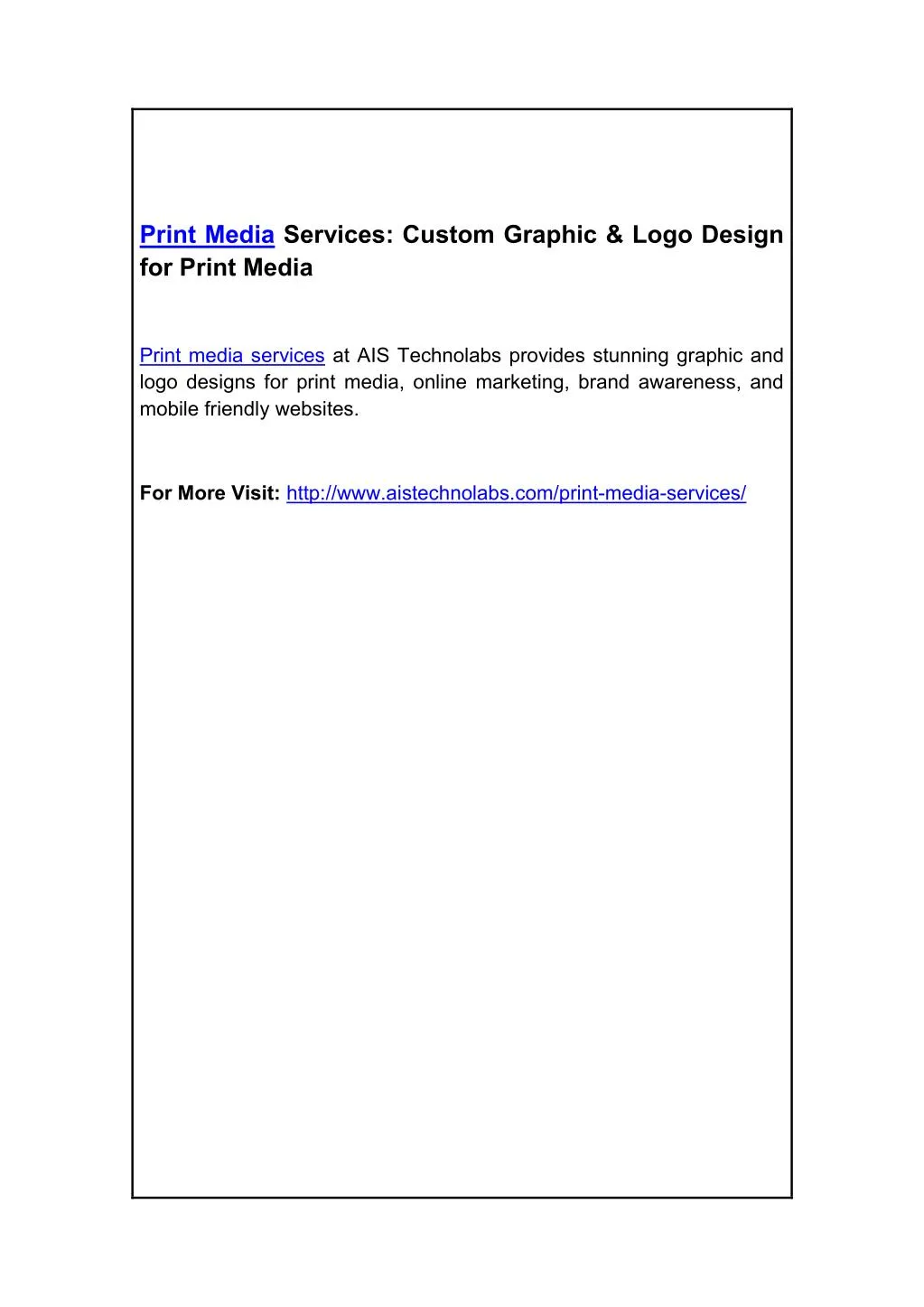 print media services custom graphic logo design