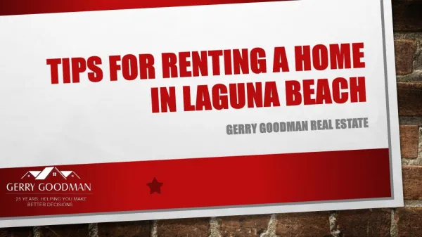 Tips for Renting a Homein Laguna Beach