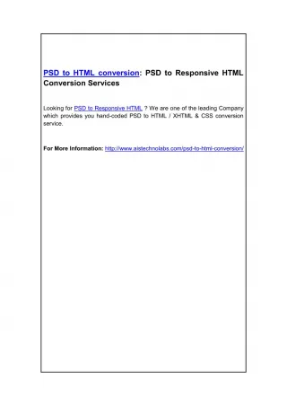 PSD to HTML conversion: PSD to Responsive HTML Conversion Services