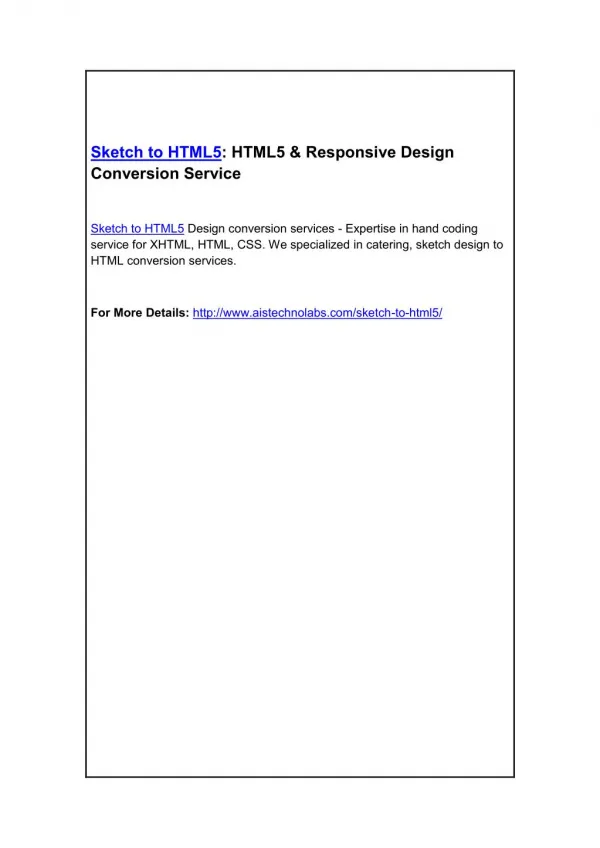 Sketch to HTML5: HTML5 & Responsive Design Conversion Service