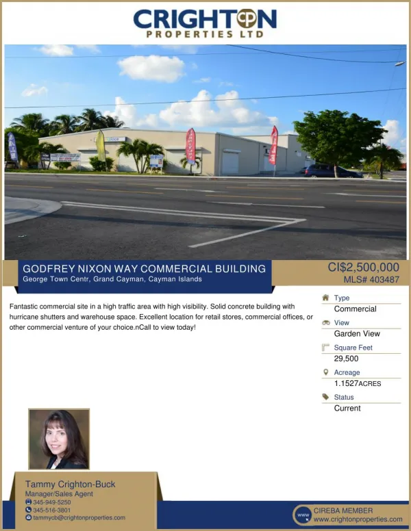 Commercial property for sale in high traffic area at godfrey way, Cayman Islands.