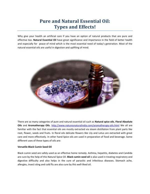 Pure and Natural Essential Oil: Types and Effects!