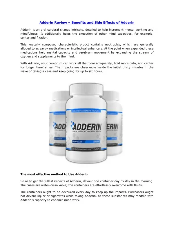 Adderin Review – Benefits and Side Effects of Adderin