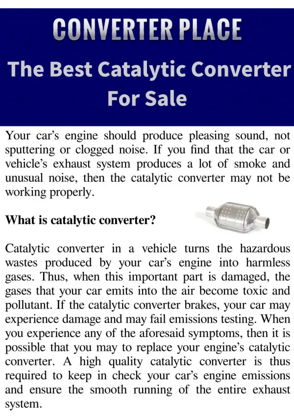 The Best Catalytic Converter For Sale