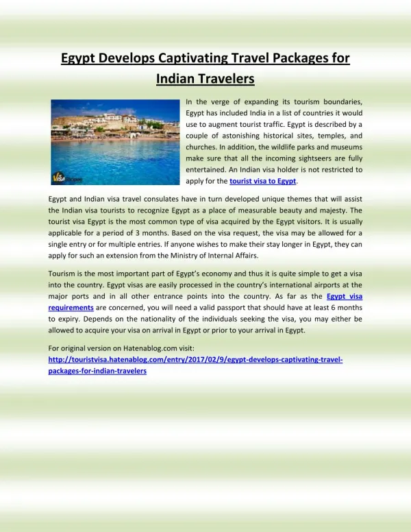 Egypt Develops Captivating Travel Packages for Indian Travelers