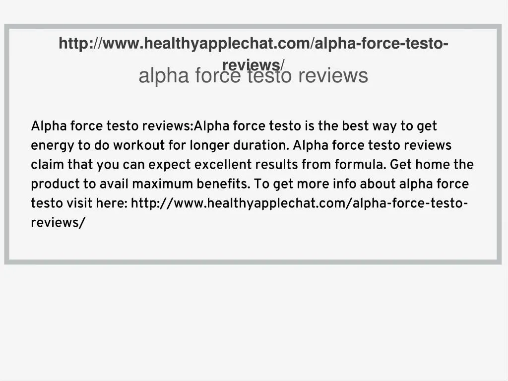 http www healthyapplechat com alpha force testo