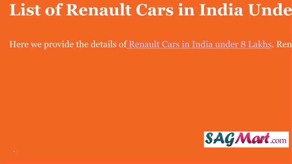 list of renault cars in india under 8 lakhs here