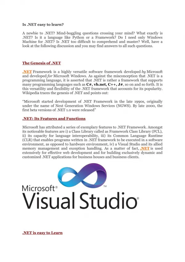 Is .NET easy to learn?