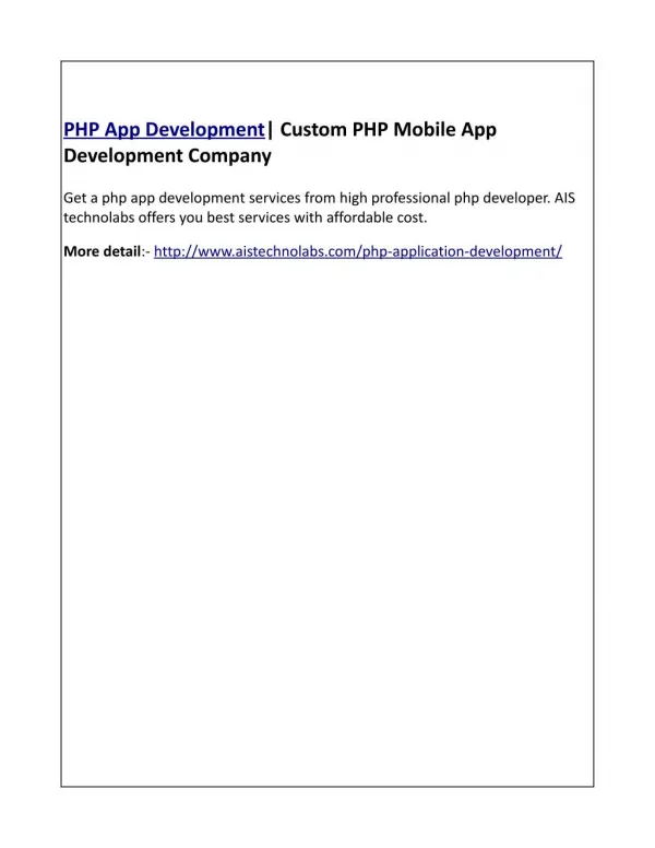 PHP App Development| Custom PHP Mobile App Development Company